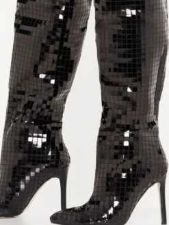Cuissarde à Talons Hauts Femme avec Bout Pointu Unicolore