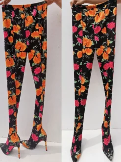 Cuissards Bout Pointu Talon Aiguille Tissu Élastique Pour Femmes