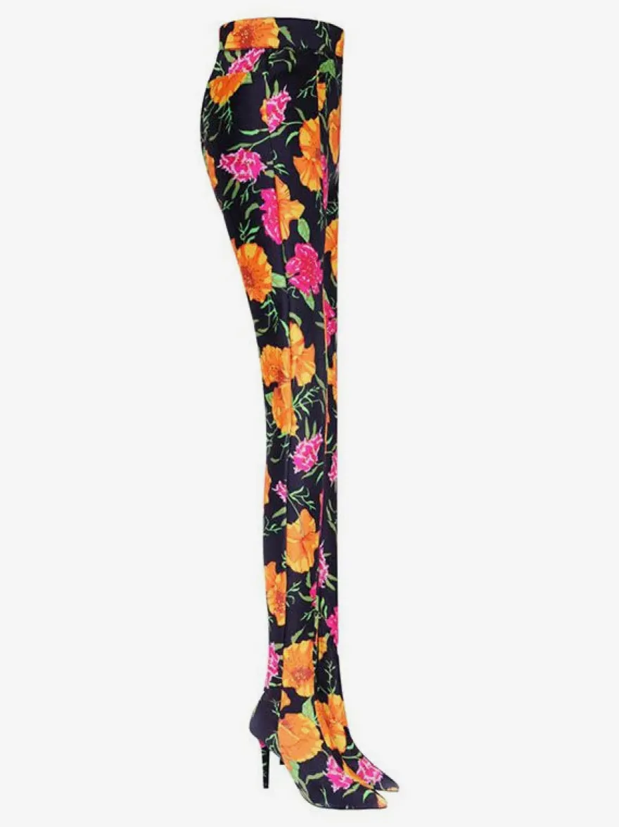 Cuissards Bout Pointu Talon Aiguille Tissu Élastique Pour Femmes