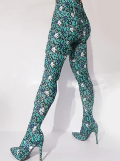 Cuissards Bout Pointu Talon Aiguille Tissu Élastique Pour Femmes