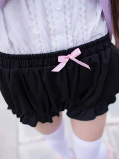 Culotte bouffante Noire Lolita coton Lolita Shorts femmes Déguisements Halloween
