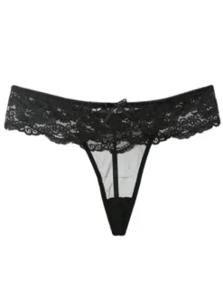 Culotte Femme en Dentelle Sexy Unicolore avec Noeud Lingerie Sexy