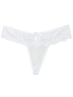 Culotte Femme en Dentelle Sexy Unicolore avec Noeud Lingerie Sexy