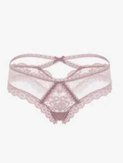 Culotte femme en maille transparente avec découpes et bretelles apparentes.