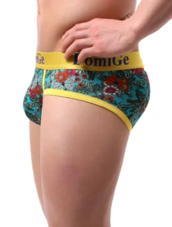 Culotte Sexy Pour Hommes Jaune Imprimé Rayon Tanga Lingerie Hommes