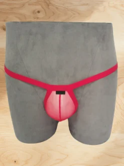 Culotte string sexy en maille rouge transparente pour homme