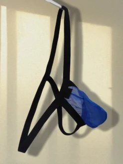 Culotte string sexy en maille rouge transparente pour homme