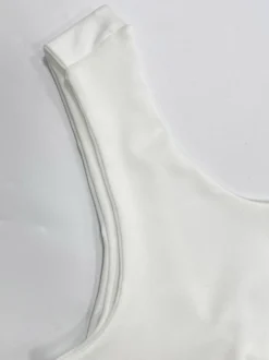 Débardeur blanc à col en U volants et dos nu chic pour femmes