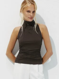 Débardeur blanc dos nu sexy sans manches pour femme