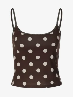 Débardeur marron café à bretelles col et épaules dénudées style chic pour femme