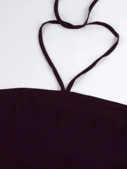 Débardeur marron à volants dos nu en lycra spandex chic et élégant pour femmes