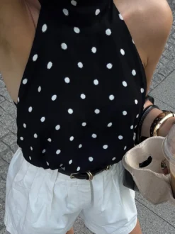 Débardeur noir à bretelles dos nu sans manches chic pour femmes