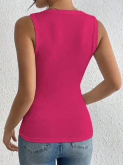 Débardeur noir à col rond et fleurs chic et élégant pour femme