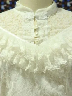 Dentelle blanche Lolita Blouse manches longues Déguisements Halloween