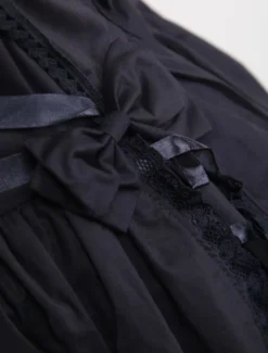 Dentelle de coton noir Lolita Robe OP 3 Lyers Hem Déguisements