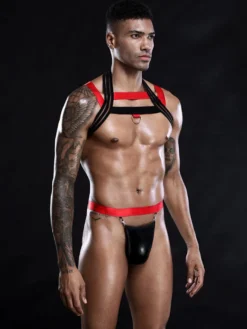 Déguisements Sexy Costumes Homme Culottes avec Bretelles à Lacets Cousu Bicolores Moulants Elastique Sous-vêtements Déguisements de Clubs