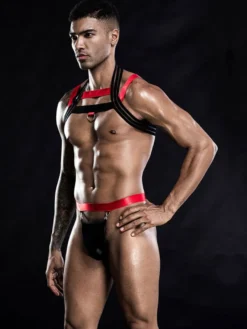 Déguisements Sexy Costumes Homme Culottes avec Bretelles à Lacets Cousu Bicolores Moulants Elastique Sous-vêtements Déguisements de Clubs