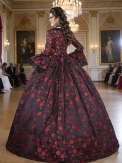 Déguisement Vintage Robe Gothique Costume Marie Antoinette Femme Fleurie Dentelle Du 18ème Siècle