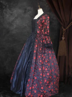Déguisement Vintage Robe Gothique Costume Marie Antoinette Femme Fleurie Dentelle Du 18ème Siècle