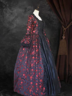 Déguisement Vintage Robe Gothique Costume Marie Antoinette Femme Fleurie Dentelle Du 18ème Siècle
