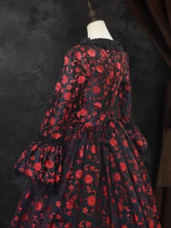 Déguisement Vintage Robe Gothique Costume Marie Antoinette Femme Fleurie Dentelle Du 18ème Siècle