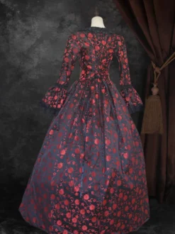 Déguisement Vintage Robe Gothique Costume Marie Antoinette Femme Fleurie Dentelle Du 18ème Siècle