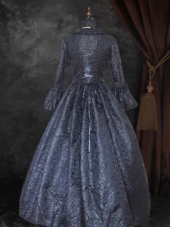 Déguisement Vintage Robe Noire Gothique Soirée Costume Marie-Antoinette À Lacets XVIIIe Siècle