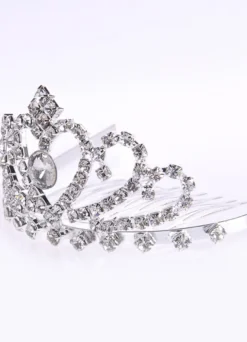 Diadème de fille de fleur strass argentés casque de reconstitution historique pour tout-petits