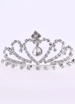 Diadème de fille de fleur strass argentés casque de reconstitution historique pour tout-petits