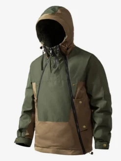 Doudoune à capuche pour homme veste décontractée à double fermeture éclair et blocs de couleurs veste chaude