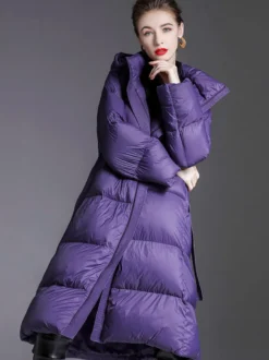 Doudoune à Capuche Violet Long Puffer Vêtements d'extérieur d'hiver pour les femmes
