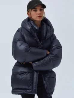 Doudoune Décontractée À Capuche En Duvet De Canard Manteau Femme