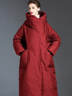 Doudoune Femme Long Manteau Noir En Duvet De Canard Hiver Chaud Veste
