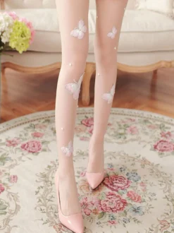 Doux Lolita bas papillon nu accessoire brodé polyester motif papillon accessoires Lolita
