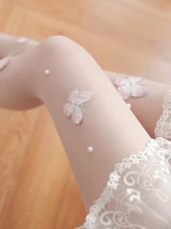 Doux Lolita bas papillon nu accessoire brodé polyester motif papillon accessoires Lolita