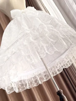 Doux Lolita Jupons Polyester Dentelle Gothique Lolita Jupon Femme Blanc Lolita Jupon