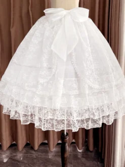 Doux Lolita Jupons Polyester Dentelle Gothique Lolita Jupon Femme Blanc Lolita Jupon