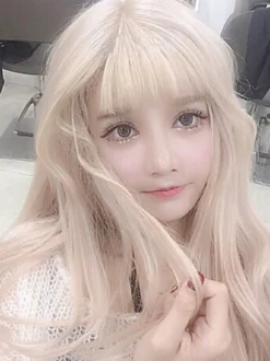 Doux Lolita perruques longue fibre résistante à la chaleur Blonde Lolita cheveux perruques Déguisements Halloween