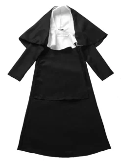 Enfants Nun Costume Déguisements Halloween Noire Robes Ensemble Robe de Princesse Fille