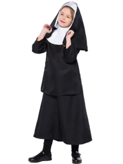 Enfants Nun Costume Déguisements Halloween Noire Robes Ensemble Robe de Princesse Fille
