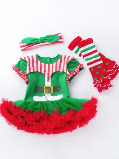 Enfant Tulle Rouge À Volants Bébé Robe De Patineur Coton Costume De Noël Déguisement Noël Cadeau Enfant