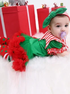 Enfant Tulle Rouge À Volants Bébé Robe De Patineur Coton Costume De Noël Déguisement Noël Cadeau Enfant