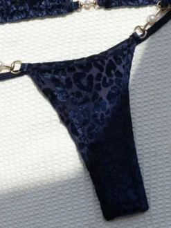 Ensemble bikini léopard pour femme - Haut string à col halter et perles - Idéal pour une pool party estivale sur un yacht (2026)