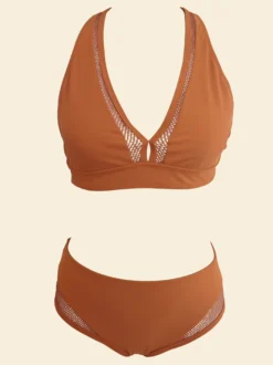 Ensemble bikini taille haute femme - Maillot de bain deux pièces athlétique avec haut dos nageur à col en V - Vacances d'été à la plage et à la piscine 2026