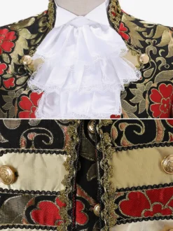 Ensemble Costume Vintage Rétro Imprimé Floral Médiéval Manches Longues Rétro Hommes