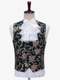 Ensemble Costume Vintage Rétro Imprimé Floral Médiéval Manches Longues Rétro Hommes