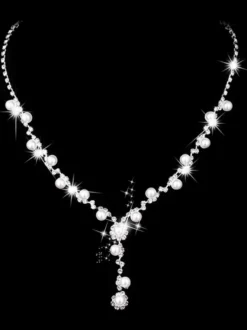 Ensemble de bijoux collier et boucle d'oreille de mariée en argent