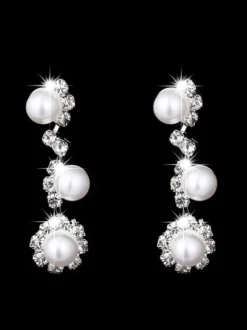 Ensemble de bijoux collier et boucle d'oreille de mariée en argent