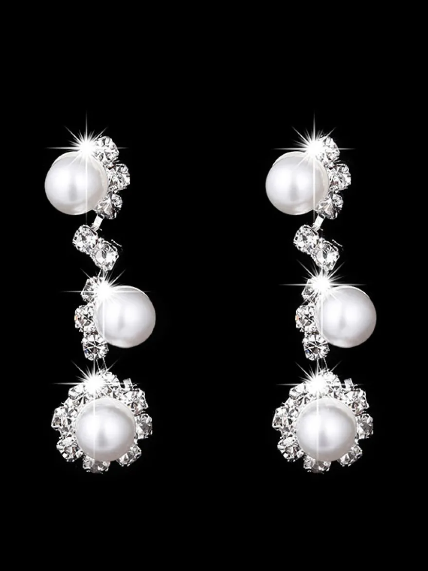 Ensemble de bijoux collier et boucle d'oreille de mariée en argent