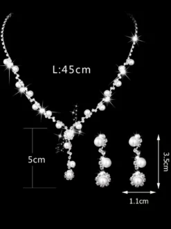 Ensemble de bijoux collier et boucle d'oreille de mariée en argent